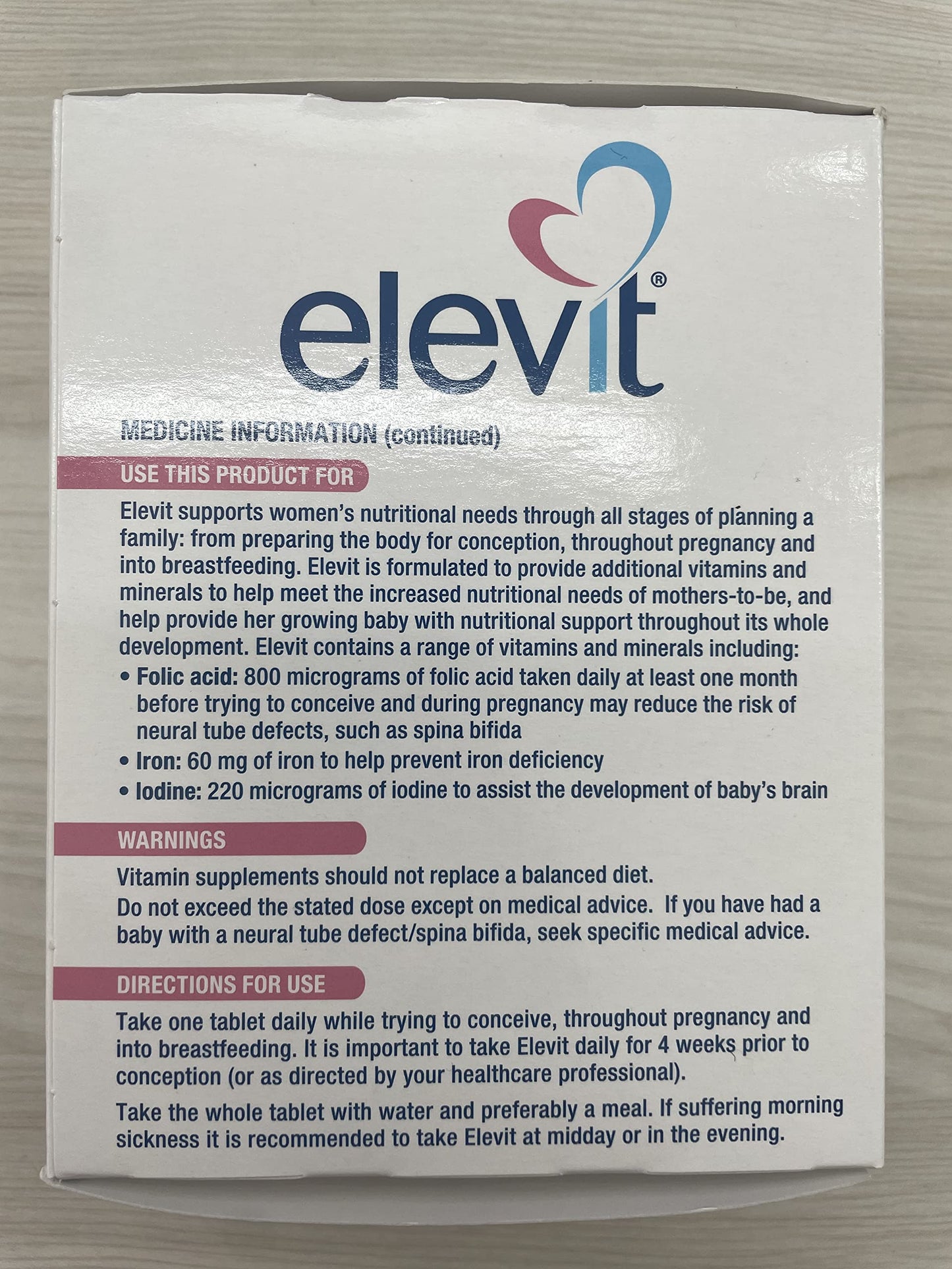 Elevit TAB with Iodine 100s – Pregnancy & Breastfeeding Multivitamin | Standard Shipping