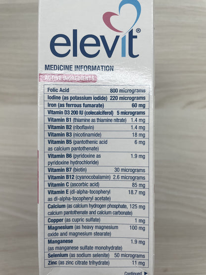 Elevit TAB with Iodine 100s – Pregnancy & Breastfeeding Multivitamin | Standard Shipping