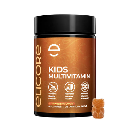ELICORE Kids Multivitamin Gummies Strawberry – Immune & Growth Support | Non-GMO, Gluten-Free