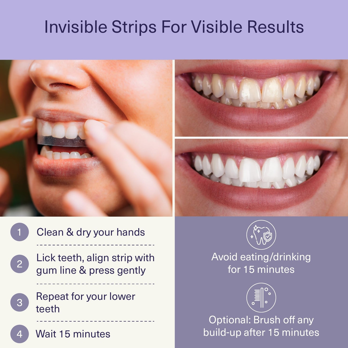 ELIMS Teeth Whitening Strips for Sensitive Teeth - 42 Strips, Up to 7 Shades