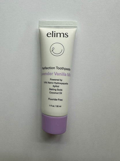 ELIMS Nano Hydroxyapatite Toothpaste - Fluoride Free, Remineralizing Whitening, Lavender Vanilla Mint 1oz Travel Size