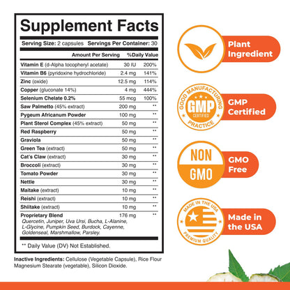 EliteXtreme Health Supplement – Natural Formula with Saw Palmetto, Plant Sterols, Zinc, and Vitamins | Non-GMO, Made in USA, 60 Capsules (6-Month Supply)
