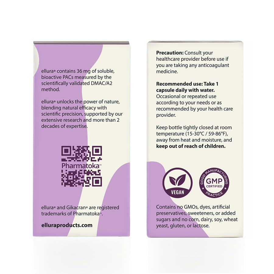ellura 36 mg PACs – Clinically Backed Cranberry Extract, 90 Capsules | Urinary Tract Health