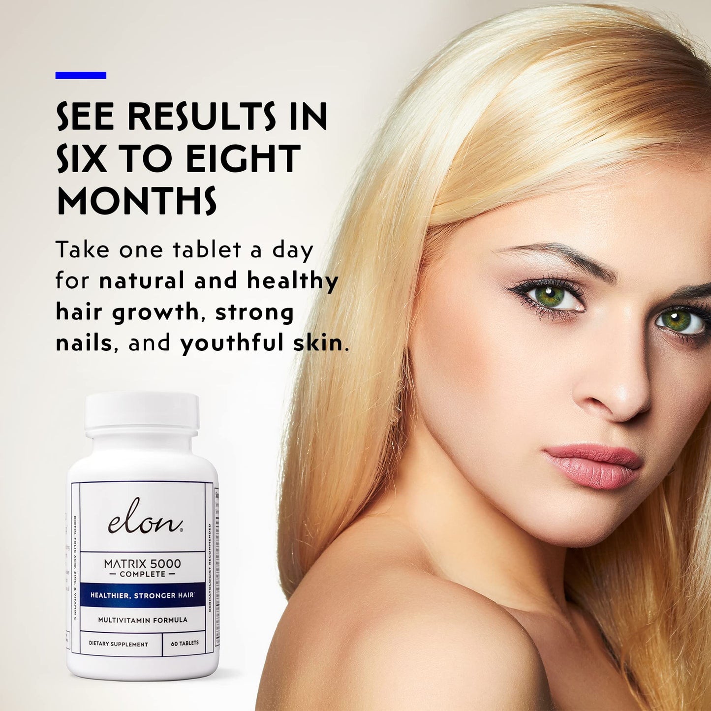 Elon Matrix 5000 Multivitamin – Biotin 5000mcg for Hair, Skin & Nails (2x60 tablets) | 120-Day Pack