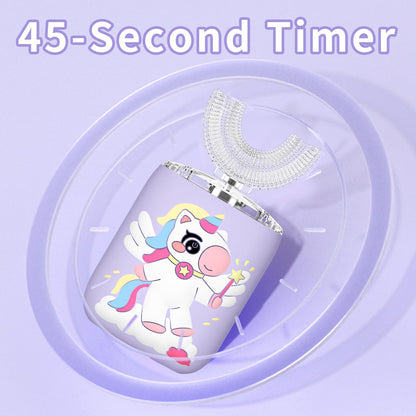 ELOTAME Kids Electric U-Shaped Toothbrush Unicorn Purple for Ages 2-7