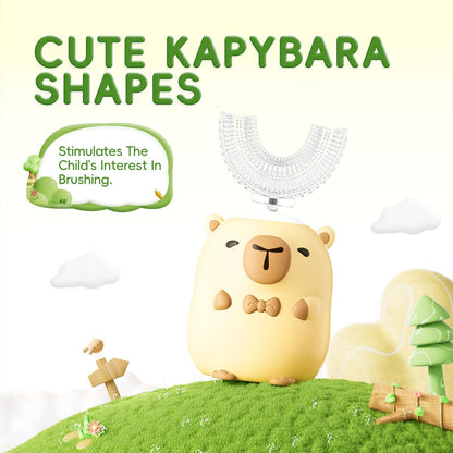 ELOTAME Kids U-Shaped Electric Toothbrush – Capybara, 6 Heads, 360° Cleaning