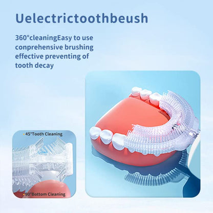 ELOTAME Kids U-Shaped Electric Toothbrush - Rechargeable Rocket Toothbrush for Boys 7-14 | 2-Min Timer, 6 Modes, 4 Brush Heads