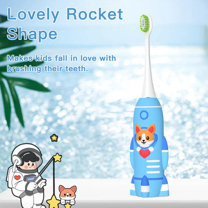 ELOTAME Kids U-Shaped Electric Toothbrush - Rechargeable Rocket Toothbrush for Boys 7-14 | 2-Min Timer, 6 Modes, 4 Brush Heads
