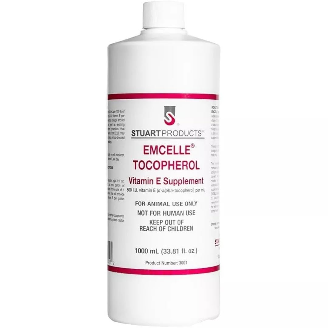 EMCELLE Tocopherol Liquid Solution – Micellized Vitamin E for Animals (1000 mL)