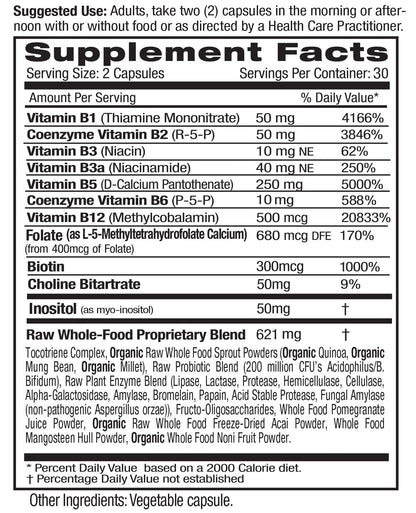 EMERALD LABS B-Healthy - Vegan Vitamin B Complex with Methylated Folic Acid & Full-Spectrum B Vitamins - 120 Veg Capsules