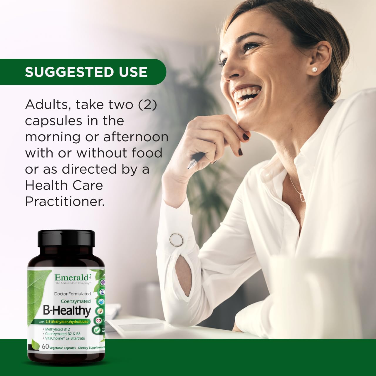 Emerald Labs B-Healthy Vegan Vitamin B Complex | Immune, Brain & Heart Support
