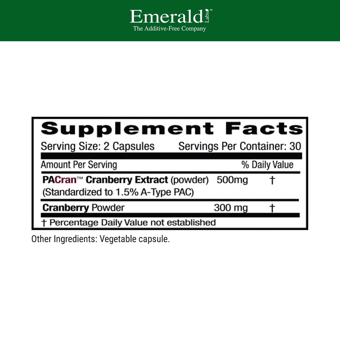 EMERALD LABS Cranberry Extract Capsules – Urinary Tract & Bladder Health, Digestive & Immune Support | 60 Vegetable Capsules