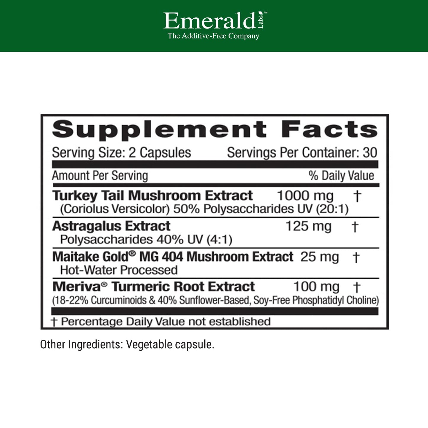 Emerald Labs Deep Immune Health - Immune Support (60 Veg Capsules) with Maitake, Meriva Turmeric & Astragalus