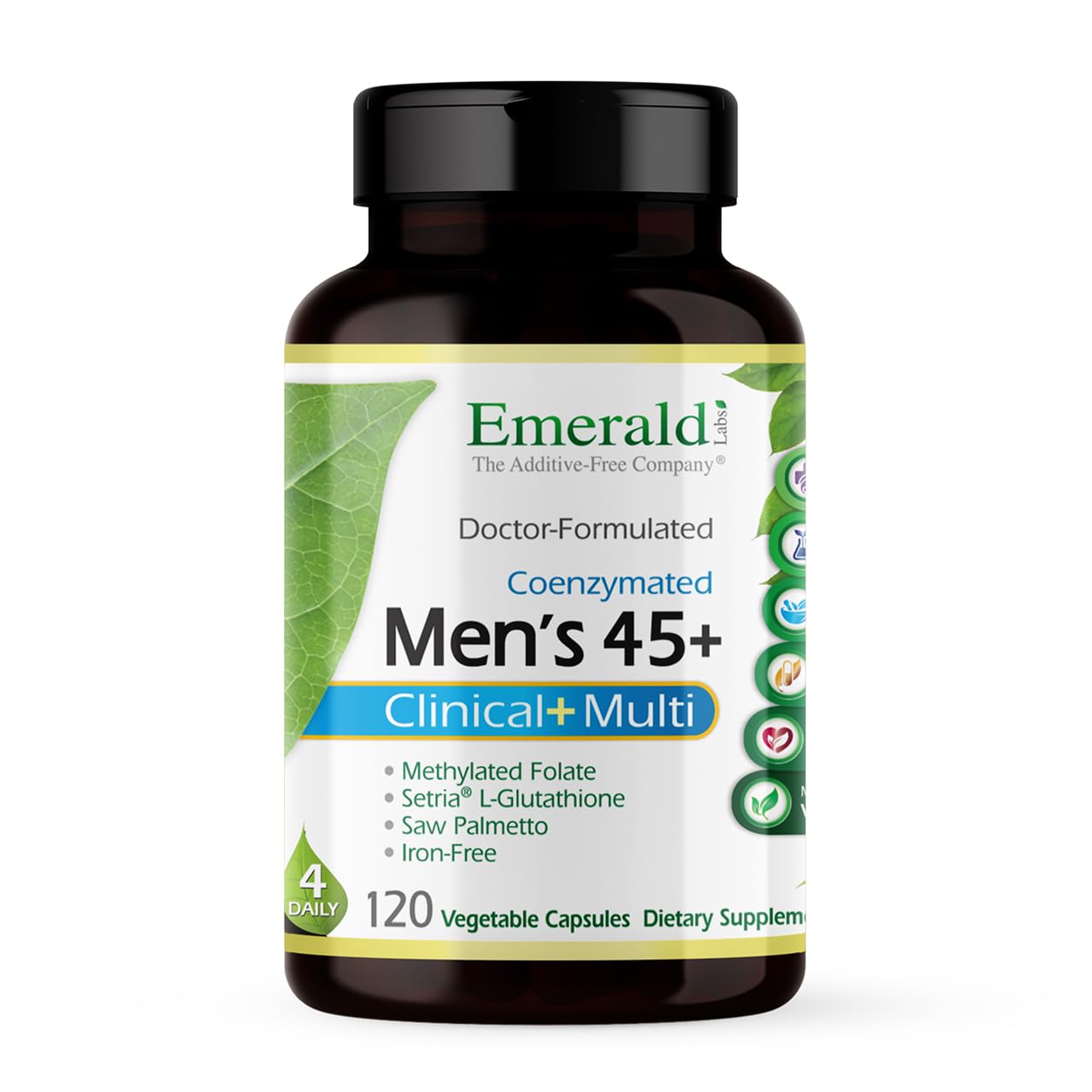 EMERALD LABS Men's 45+ Clinical Multi – Multivitamin for Bone & Heart Health | Gluten-Free & Vegetarian | 120 Veg Capsules