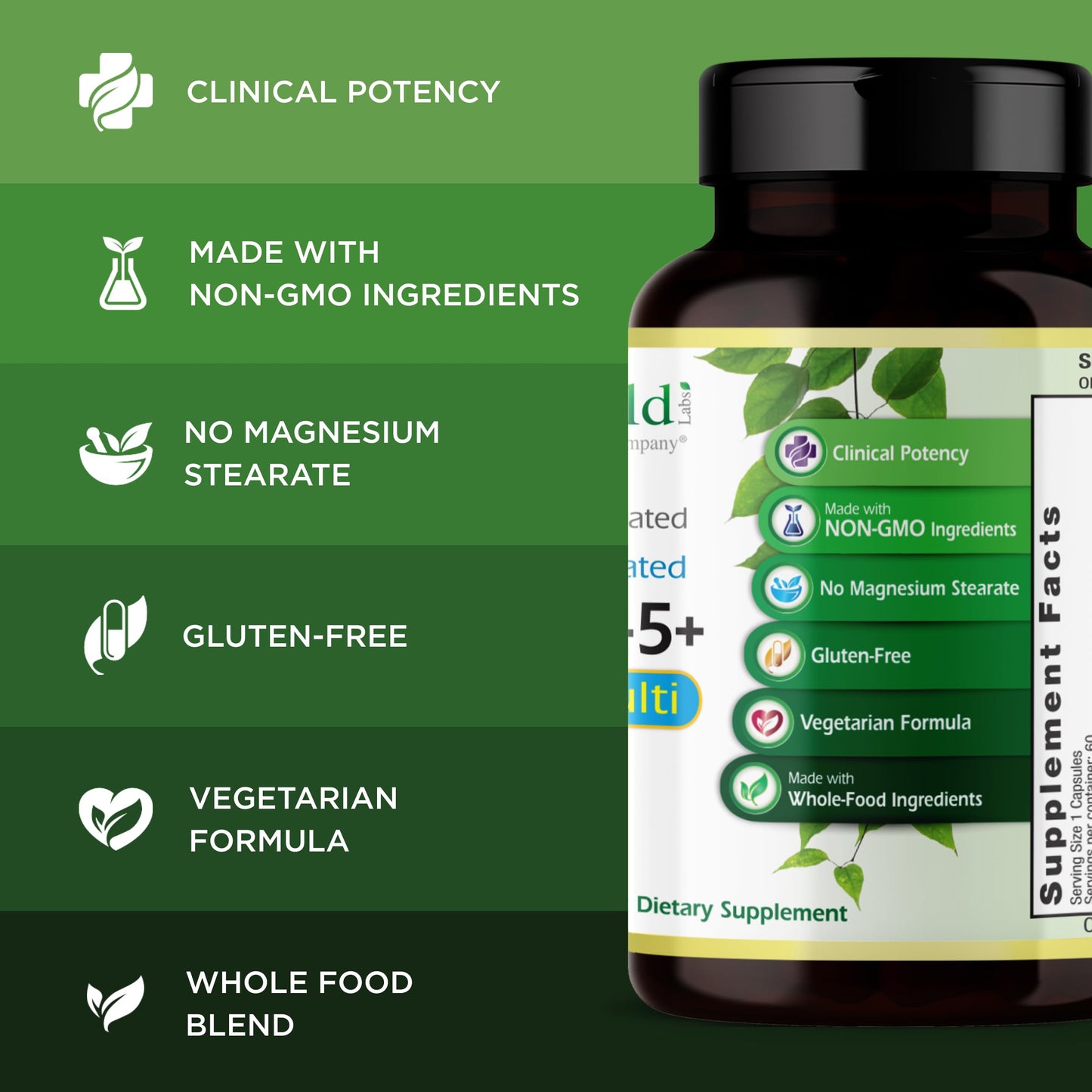 EMERALD LABS Men's 45+ 1-Daily Multi – Immune, Bone & Heart Support | Gluten-Free | 60 Veg Capsules