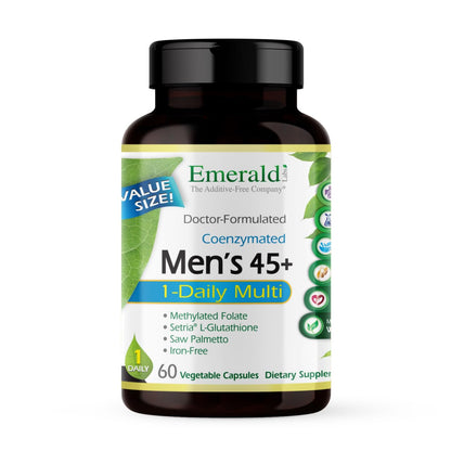 EMERALD LABS Men's 45+ 1-Daily Multi – Immune, Bone & Heart Support | Gluten-Free | 60 Veg Capsules