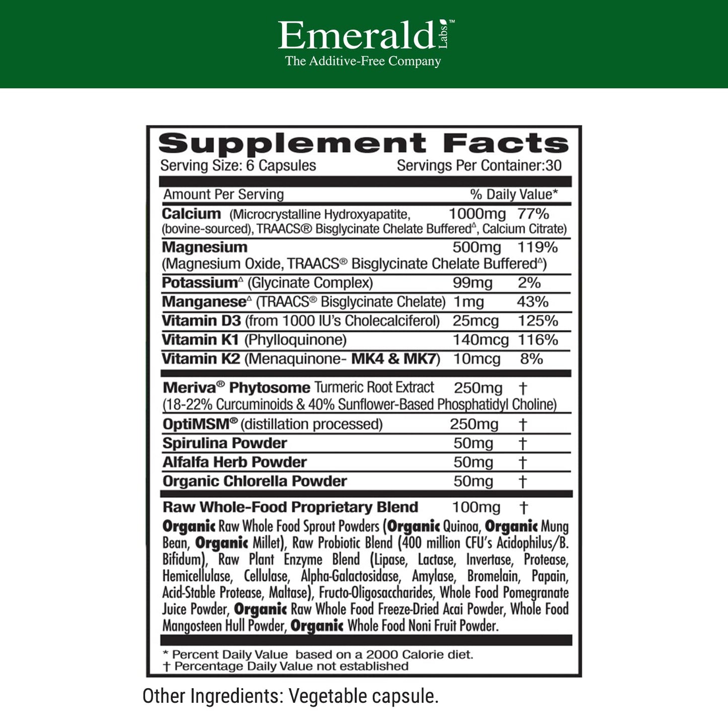 Emerald Labs Osteo Bone Health – Immune & Bone Joint Support | 180 Veg Capsules