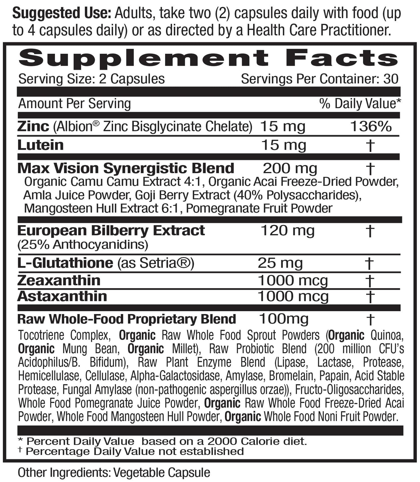 Emerald Labs Vision Health – Eye Health Support Supplement with Lutein, Zeaxanthin & Albion Chelated Zinc | Vegan & Gluten-Free | 60 Veg Capsules