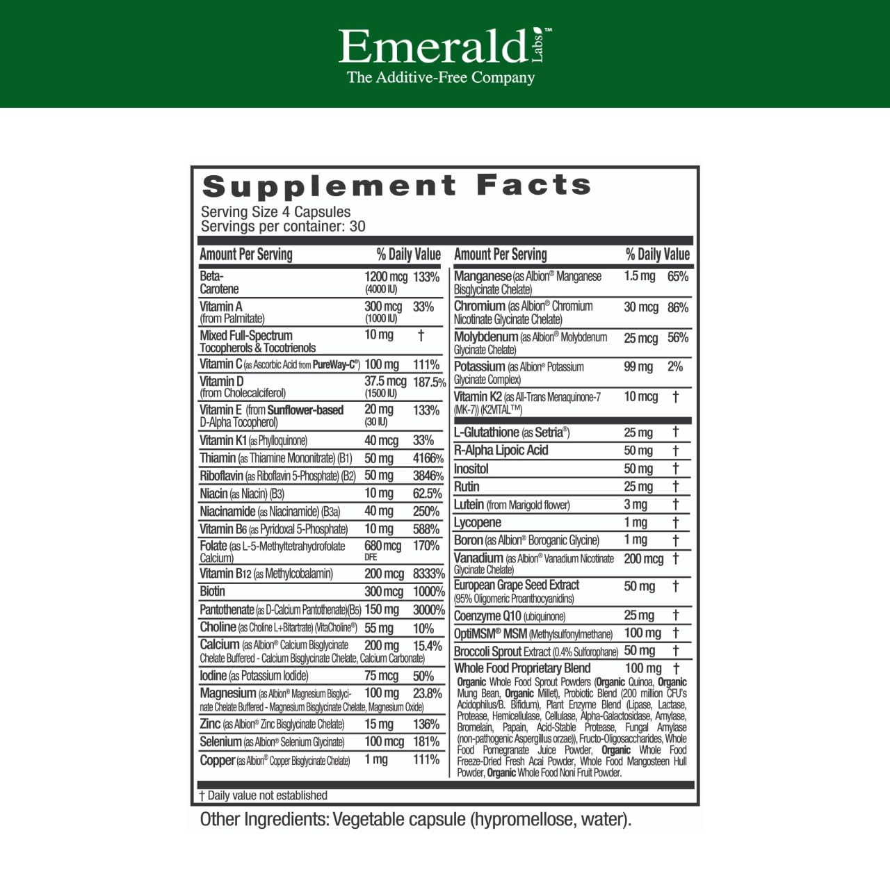 Emerald Labs Women's 45+ Clinical Multi – Gluten-Free & Vegetarian (120 VCaps)
