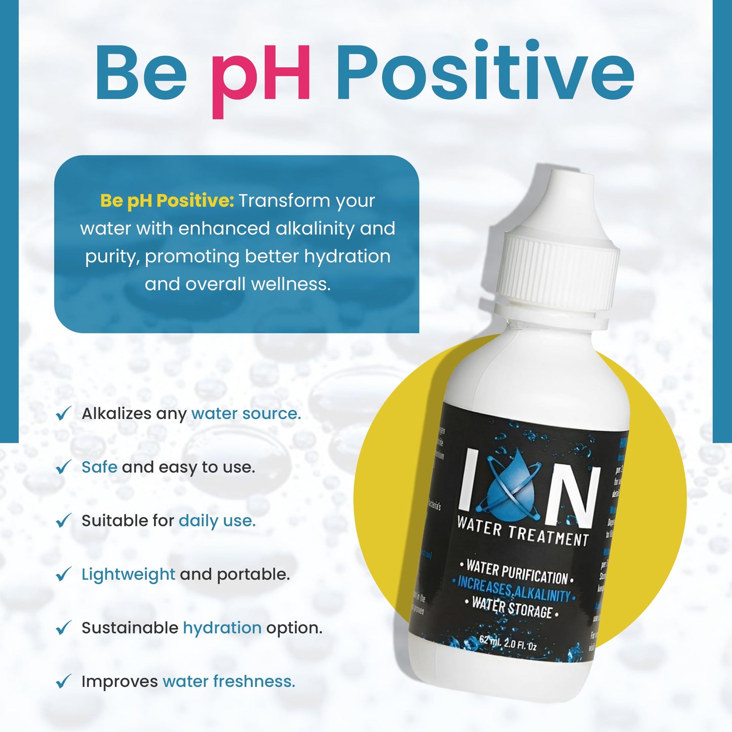 Ion Alkaline Water Drops – PH Booster & Water Treatment Drops