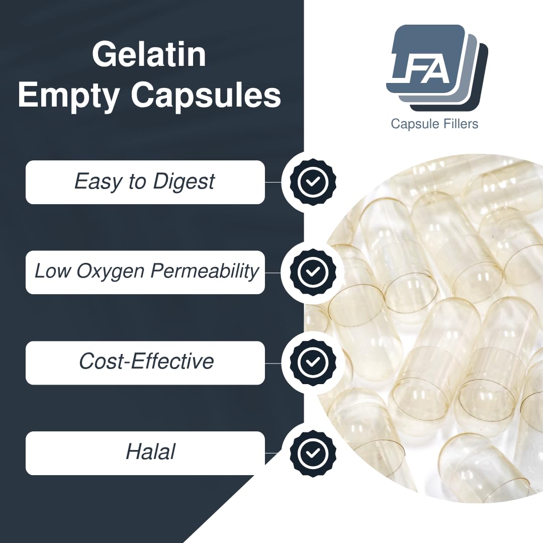 Empty Capsules Size 0 – Bulk Gelatin Capsules (0-5000 Count) Halal Beef Gel Caps for Capsule Filling Machines