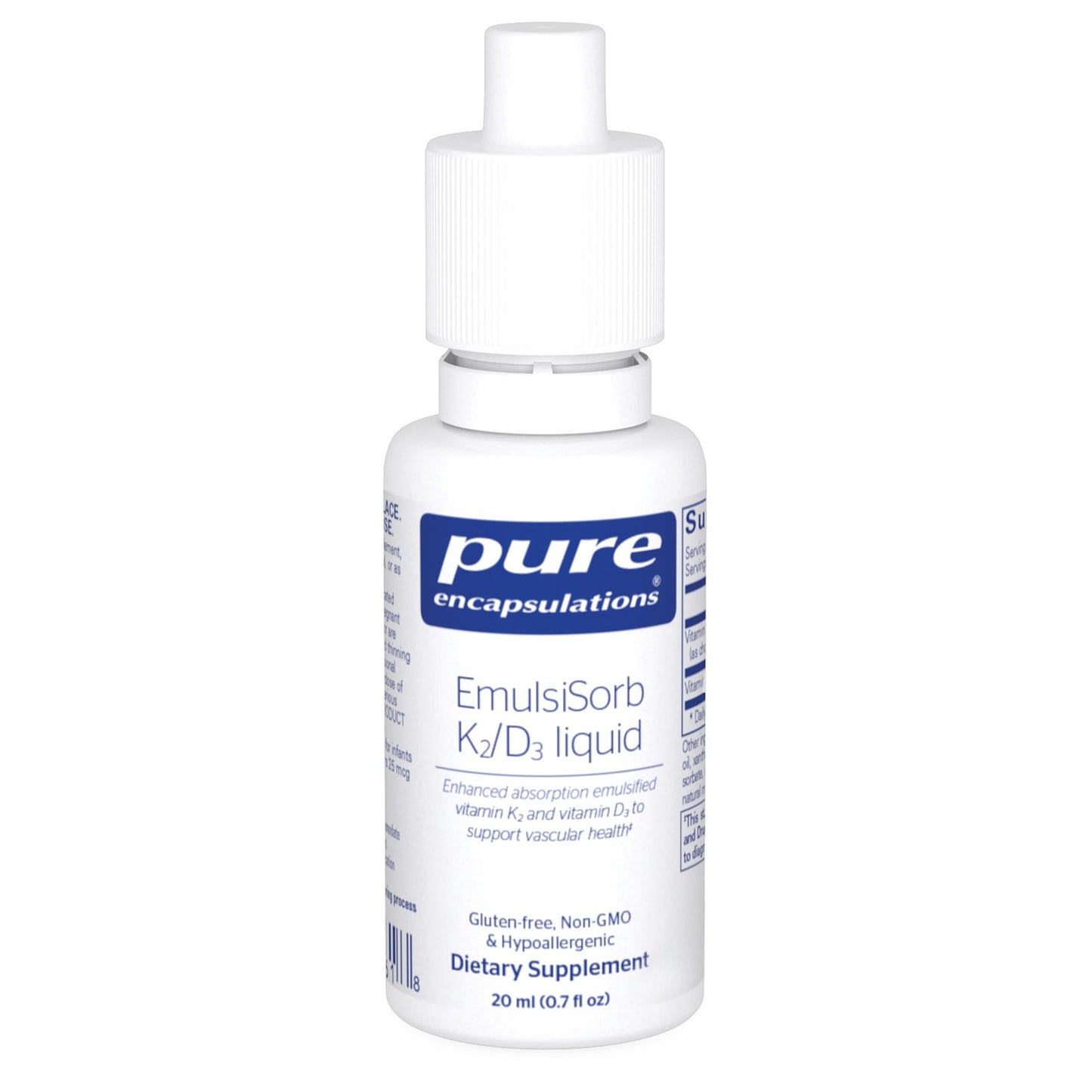 Pure Encapsulations EmulsiSorb K2/D3 Liquid - Enhanced-Absorption Vitamin K2 & D3 for Vascular Health | 0.7 Fl Oz