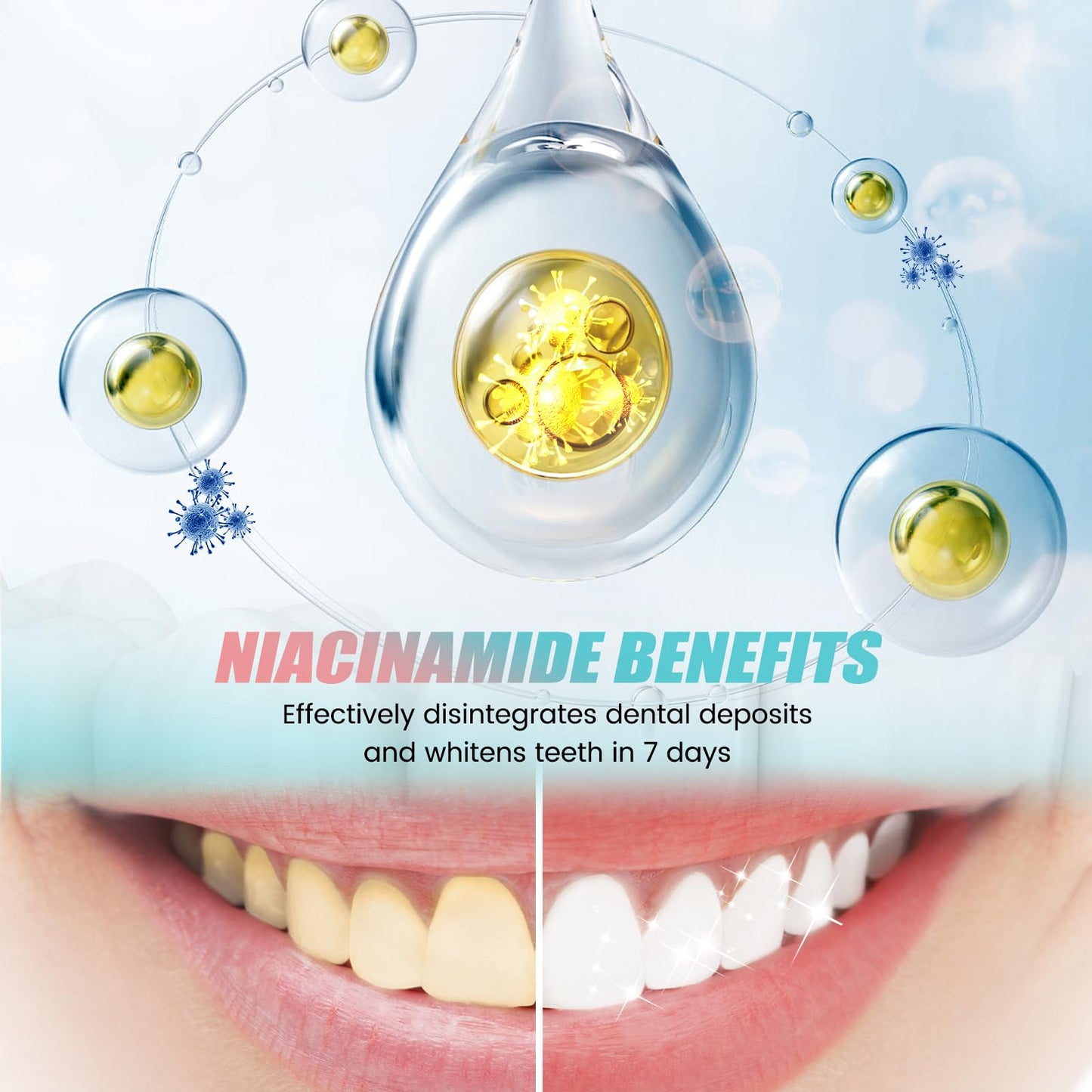 Niacinamide Whitening Toothpaste with Hydroxyapatite - Fluoride-Free, Enamel Protection, 24h Fresh Breath