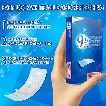9D Sensitive Teeth Whitening Strips - Enamel-Safe, Fast Stain Removal (14 Pairs / 28 Strips)