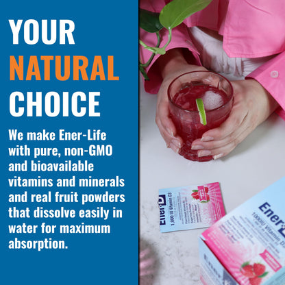 Ener-D Sugar Free Multivitamin Drink Mix with Vitamin D3 - Raspberry, 24 Count