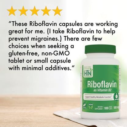 Health Thru Nutrition Riboflavin 100mg VegeCaps | Energy Metabolism & Nervous System Support