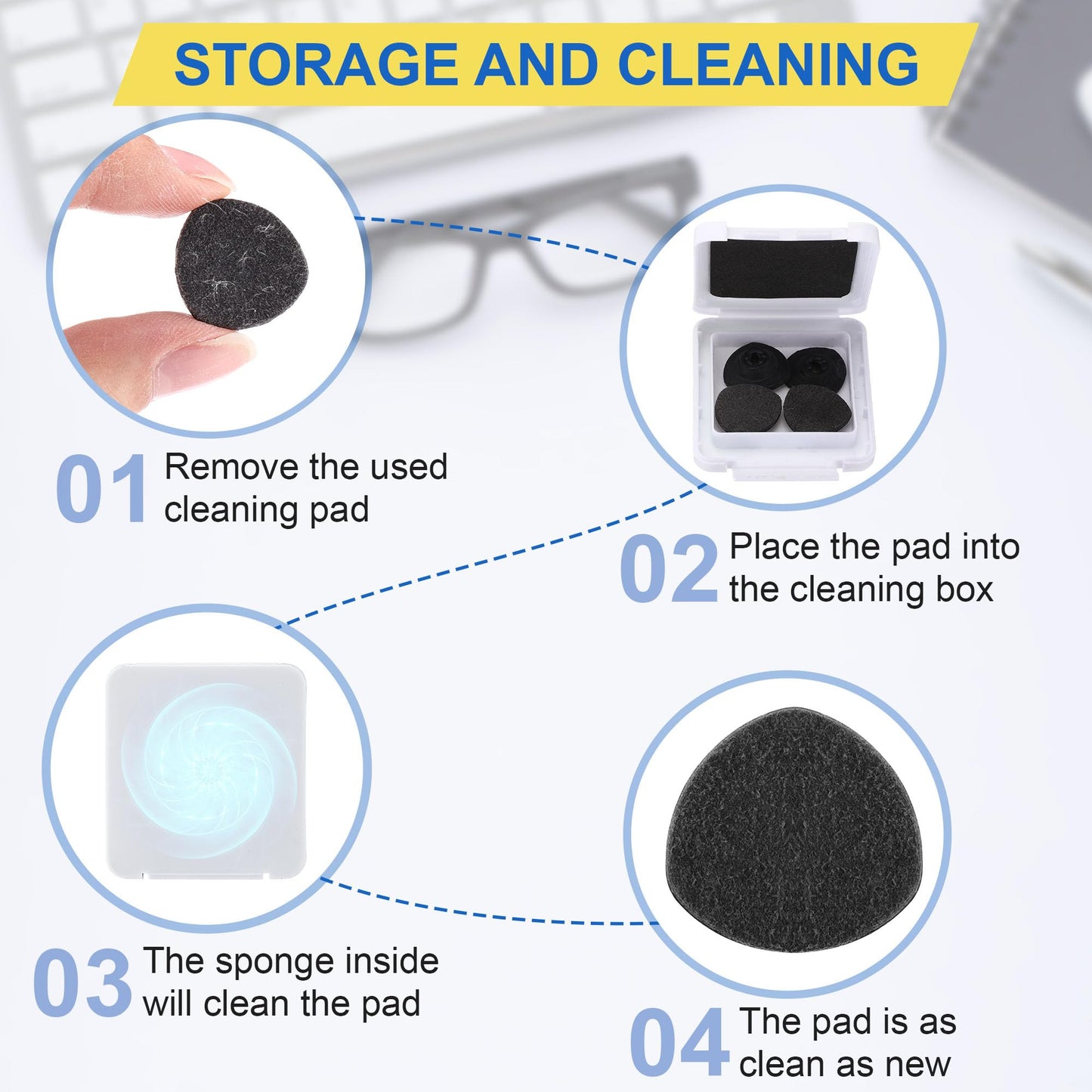 Enhon 8 Pcs Replacement Cleaner Pads for CarbonKlean Eyeglass Cleaner