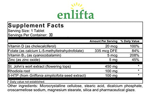 Enlifta Mood Supplement – Doctor-Developed, 3 Month Supply – 5-HTP & St. John’s Wort