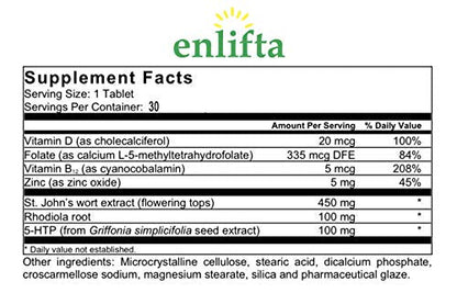 Enlifta Mood Supplement – Doctor-Developed, 3 Month Supply – 5-HTP & St. John’s Wort