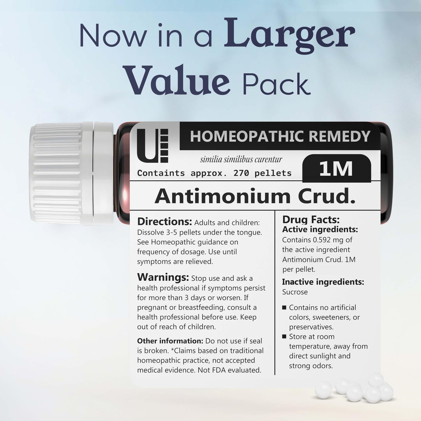 Antimonium Crudum 1M Homeopathic Remedy - 270 Pellets (Lactose-Free)