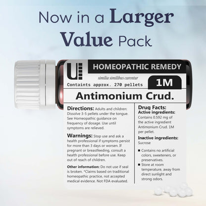 Antimonium Crudum 1M Homeopathic Remedy - 270 Pellets (Lactose-Free)