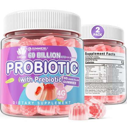 EnvyDeal Probiotic Gummies for Women & Men — 60B CFU, 11 Strains, Sugar Free, Peach, Vegan, 120 Count