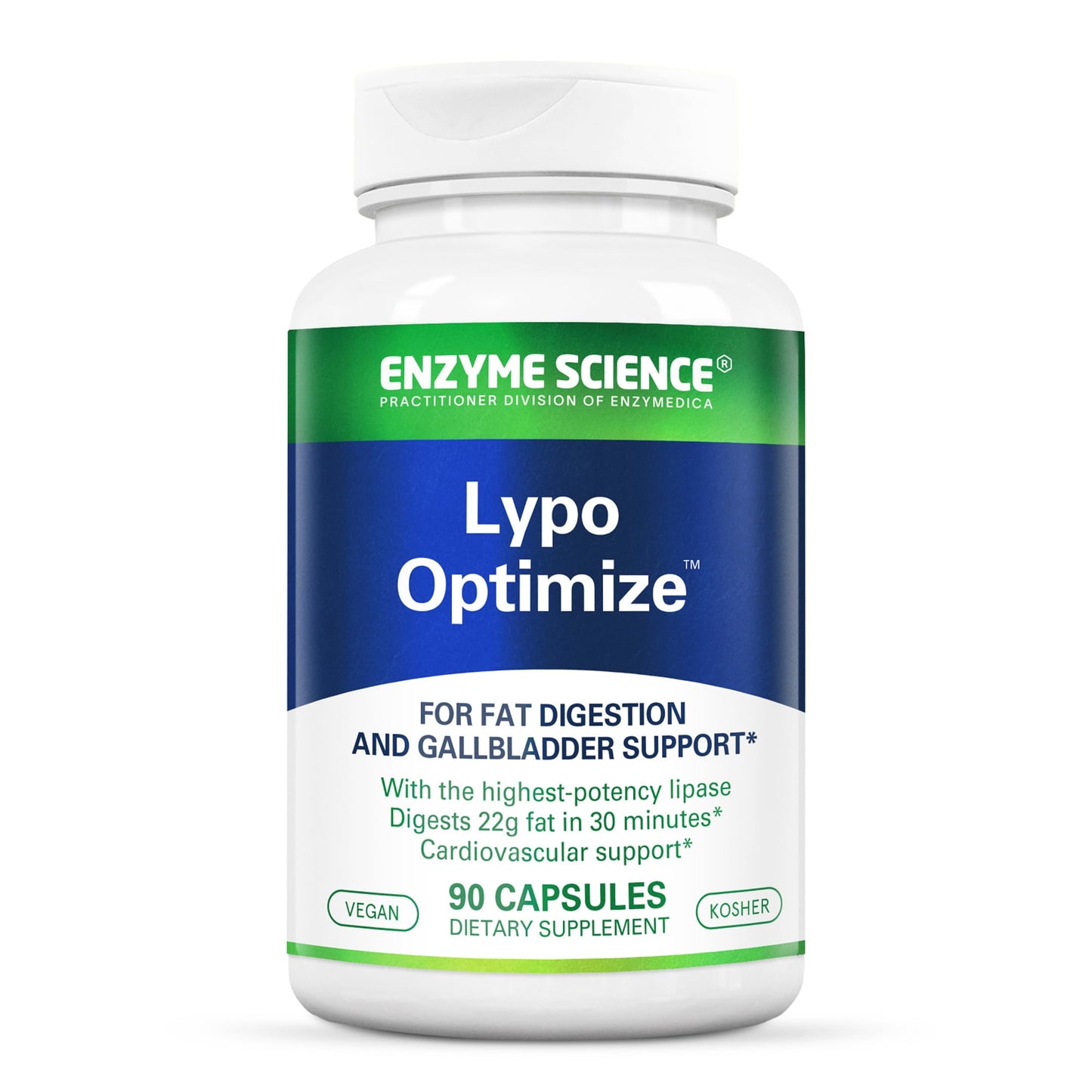 Enzyme Science Lypo Optimize – Lipase Digestive Enzyme Supplement – Vegan & Kosher – 90 Capsules