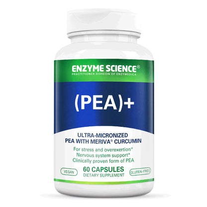 Enzyme Science PEA+ Pea + Turmeric Curcumin Supplement – Supports Nervous, Immune & Muscular Systems (60 Capsules)