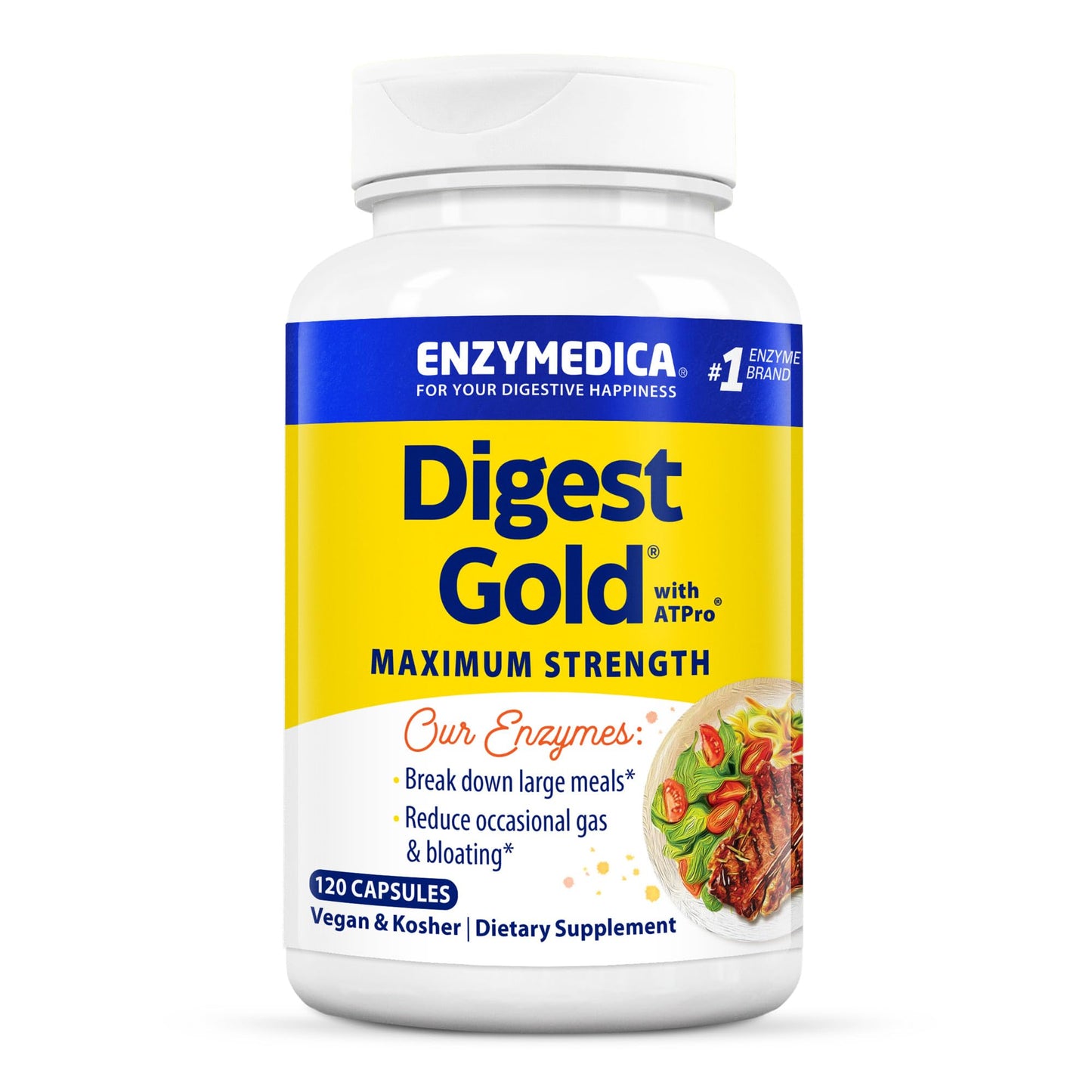 Enzymedica Digest Gold + ATPro — Max Strength Digestive Enzymes, 120 Capsules