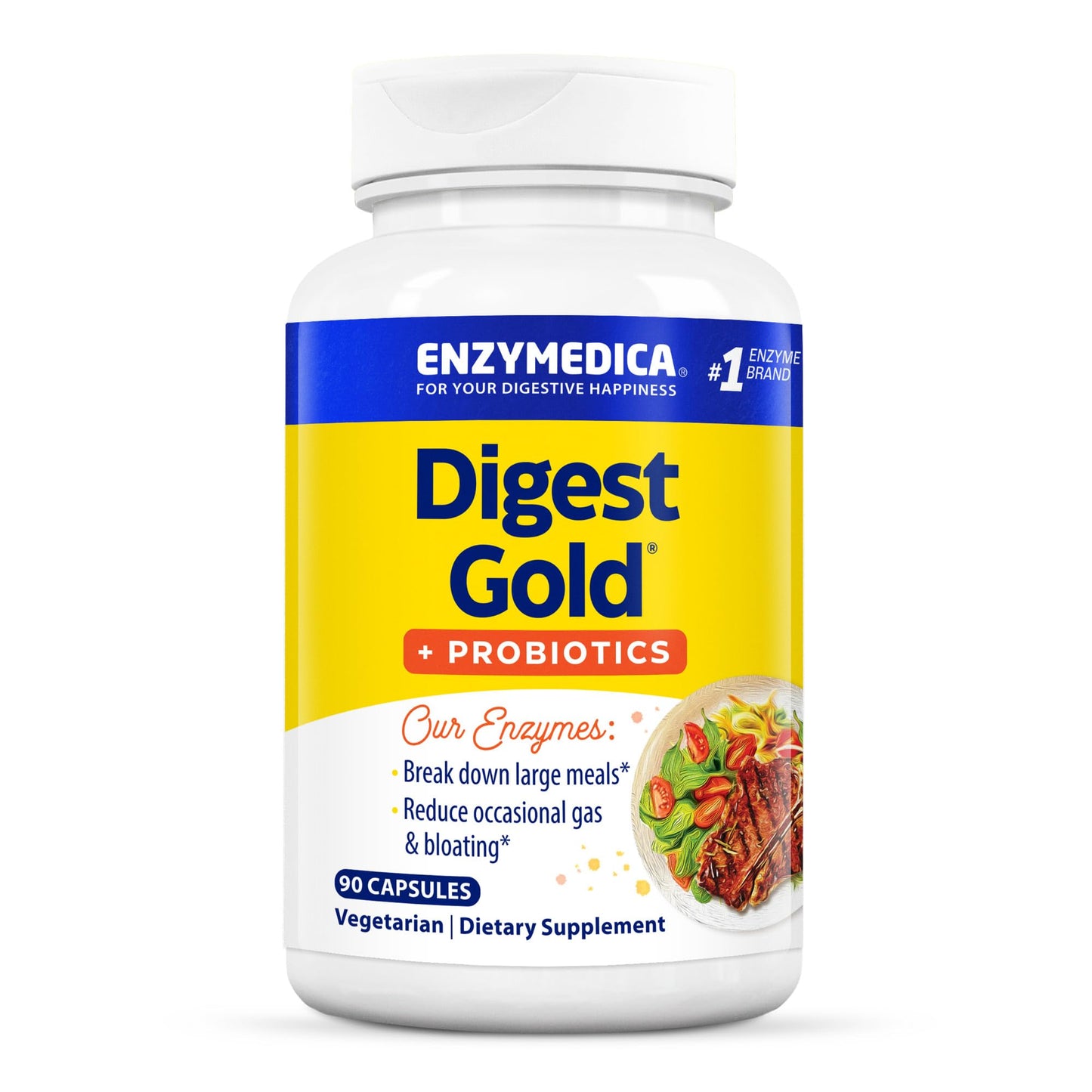 Enzymedica Digest Gold + Probiotics – 2-in-1 Digestive Enzymes & Probiotic Support, 90 Capsules