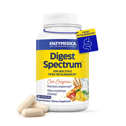 Enzymedica Digest Spectrum – Advanced Digestive Enzymes for Gluten, Lactose & Food Intolerances | 120 Capsules