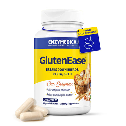 Enzymedica GlutenEase — Fast-Acting Digestive Enzymes for Gluten & Casein, 120 Capsules