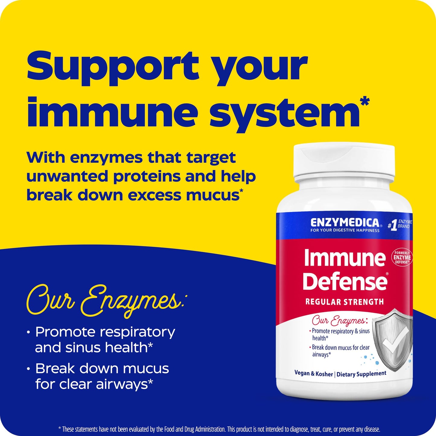 Enzymedica Immune Defense Regular Strength – Proteolytic Immunity Support, 180 Count