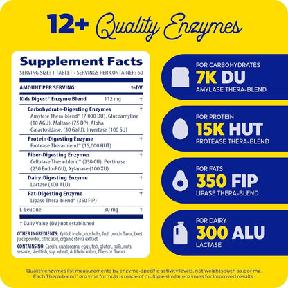 Enzymedica Kids Digest Chewable Digestive Enzymes – Fruit Punch, 60 Servings