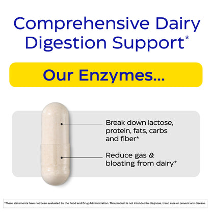 Enzymedica Lacto—Advanced Lactase Pills for Dairy Support | 180 Capsules