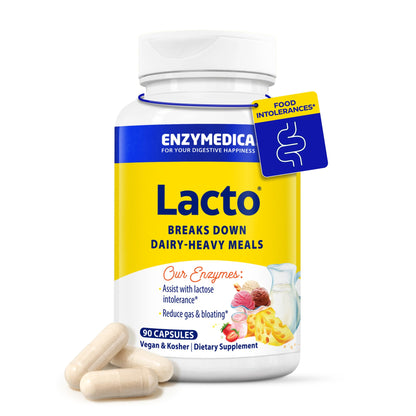 Enzymedica Lacto: Advanced Lactase Pills for Dairy Digestion, 90 Capsules