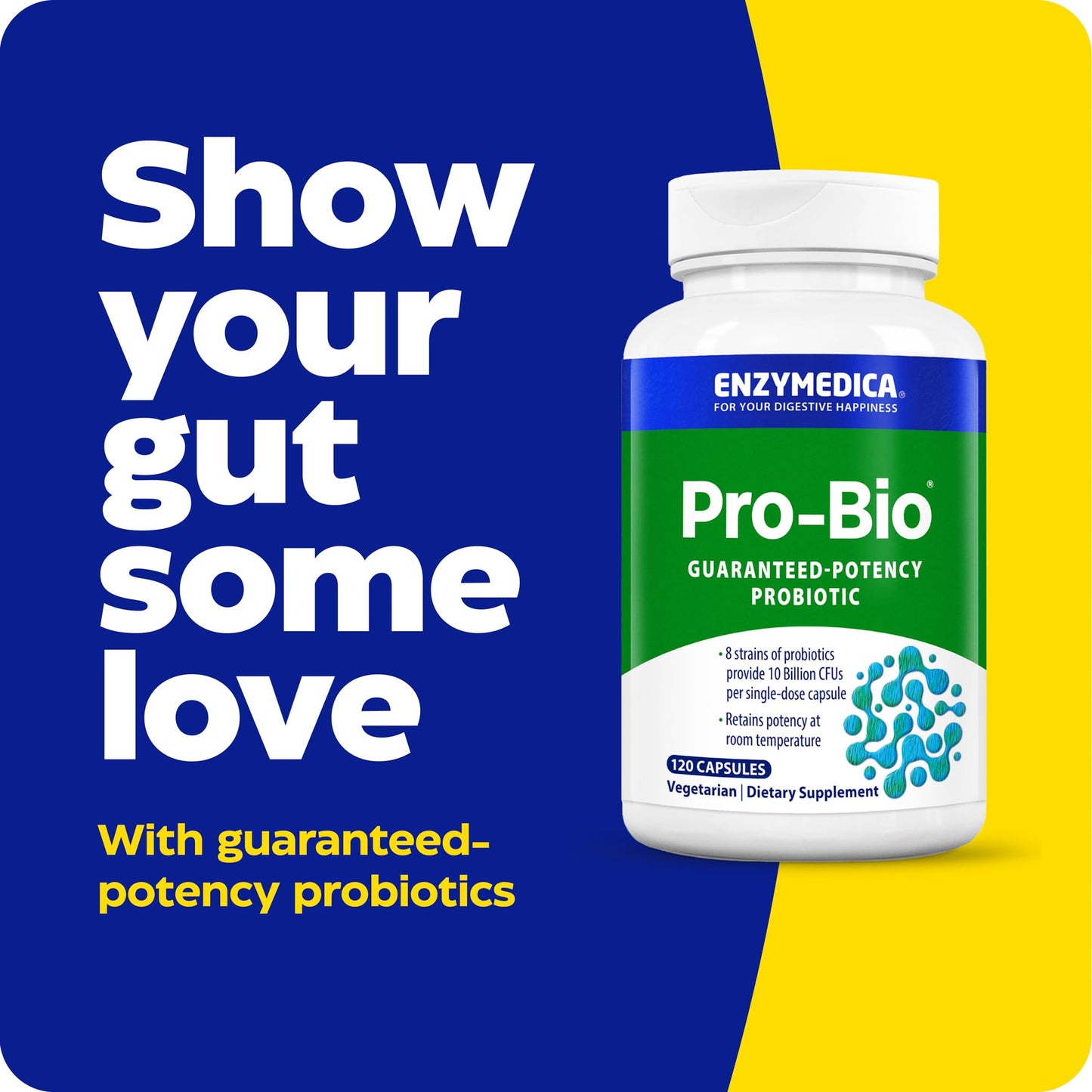 Enzymedica Pro-Bio Probiotic — Shelf-Stable, Stomach-Acid Resistant, 10B CFU, 120 Capsules