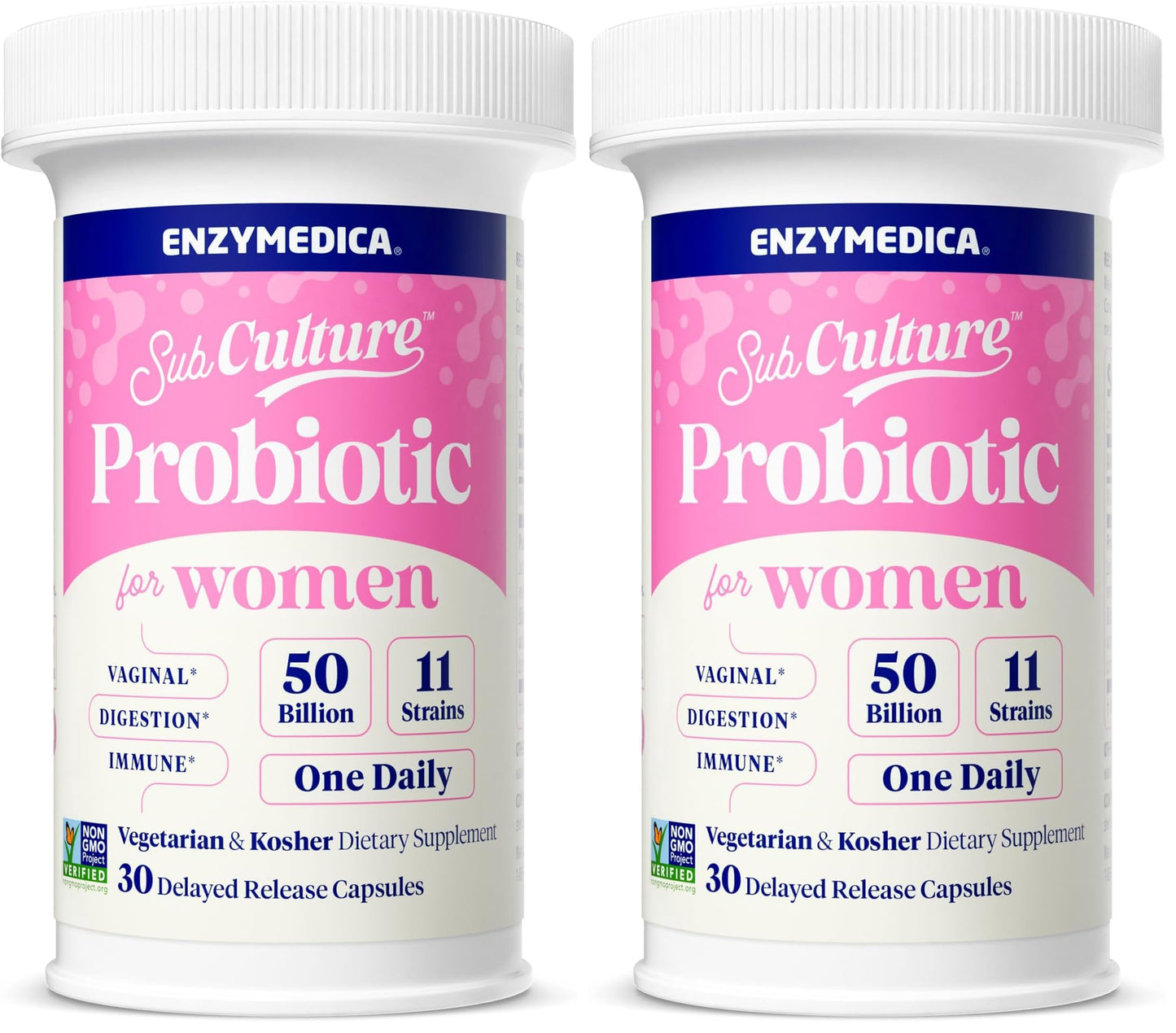 Enzymedica SubCulture Probiotics for Women – 50B CFU, Vaginal & Urinary Health, Pack of 2