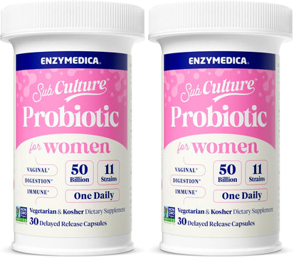 Enzymedica SubCulture Probiotics for Women – 50B CFU, Vaginal & Urinary Health, Pack of 2