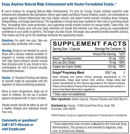 Enzyte Natural Vitality Support - Daily Men's Health Supplement (30 Capsules)